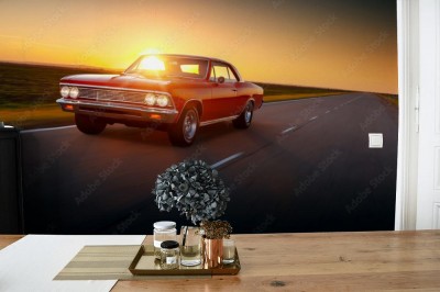 Fototapeta Klasyczny samochód na drodze