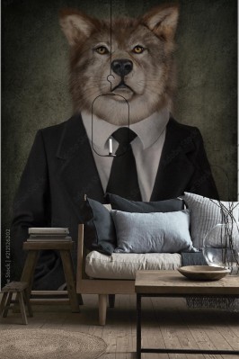 Fototapeta Wilk w garniturze