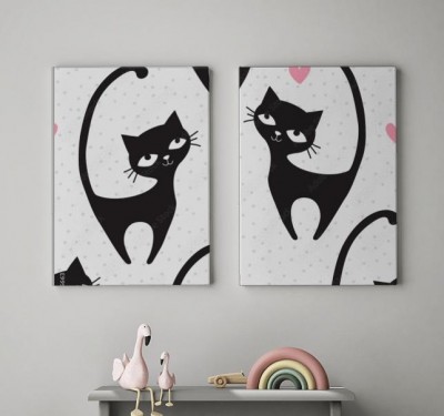 Obraz na płótnie dla dziewczynki w koty z różowym serduszkiem