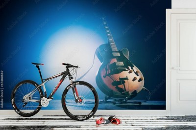 Fototapeta Gitara elektryczna na niebieskim tle