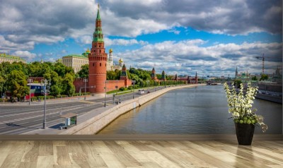 Fototapeta Moskwa - Widok Kremla z rzeki Moskwy