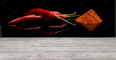 Fototapeta Papryka chili i pieprz Cayenne na czarnym tle