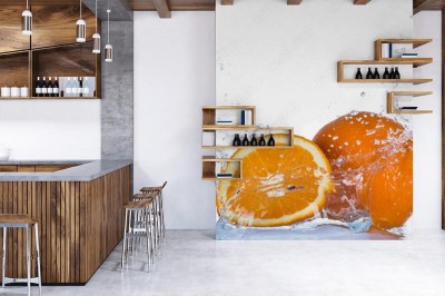 Fototapeta Świeża pomarańcze i plusk wody