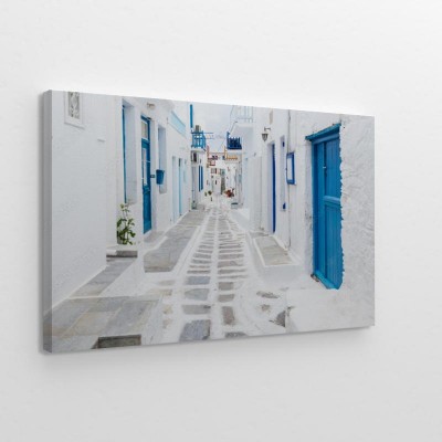 Obraz na płótnie Piękna biała grecka uliczka w Mykonos