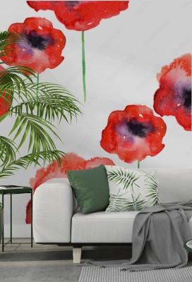 Fototapeta Watercolor red poppy 
Watercolor Vintage seamless pattern with drawing red poppy flowers  Beautiful flowers, rose, peony, poppy  Floral background  Watercolor floral bouquet  Birthday card