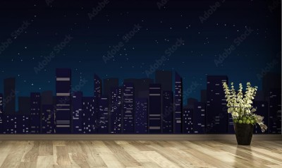 Fototapeta Panorama miasta wykonana nocą