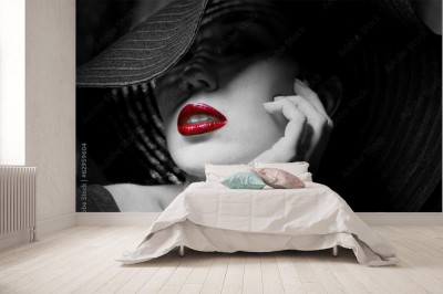 Fototapeta Tajemnicza kobieta w czarnym kapeluszu