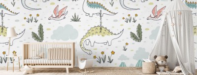 Fototapeta do pokoju chłopca z wzorem w dinozaury