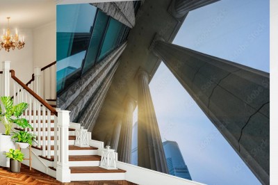 Fototapeta Kolumny zabytkowego budynku widziane z dołu