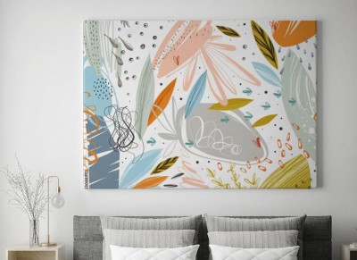 Obraz na płótnie Abstrakcjonistyczny wzór z kwiecistymi elementami
