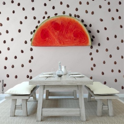 Fototapeta Plasterek Arbuza z deszczem nasion