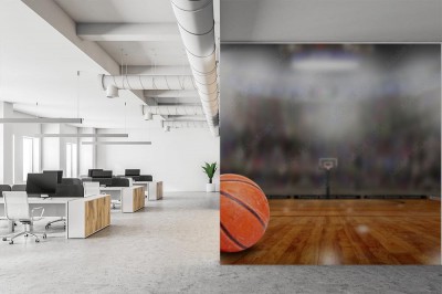 Fototapeta Sala do koszykówki z piłką na boisku