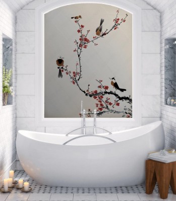 Naklejka na okno łazienkowe Malowane ptaki