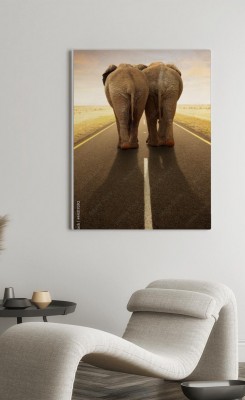 Obraz na płótnie Słonie na drodze