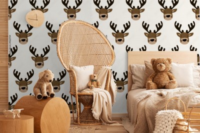Fototapeta dla dzieci w stylu skandynawskim z wzorem jelenia