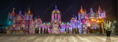 Fototapeta Chhatrapati Shivaji Maharaj Terminus, wpisane na Listę Światowego Dziedzictwa UNESCO w Bombaju w Indiach