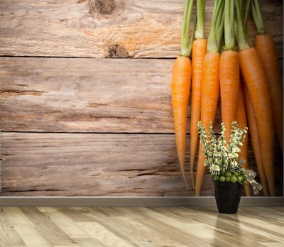Fototapeta Marchewki na drewnianym tle
