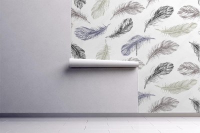 Fototapeta Ręcznie rysowane pióro na białym tle w stylu skandynawskim