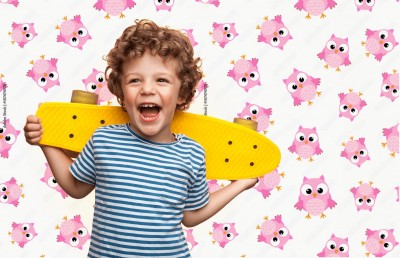 Fototapeta deseniowa w słodkie malowane akwarelą małe sowy