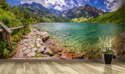 Fototapeta Panorama stawu w Tatrach, Polska