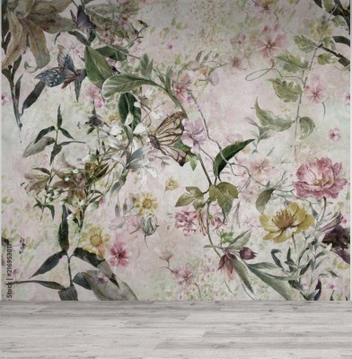 Tapeta Kwiatowy wzór malowany akwarelą