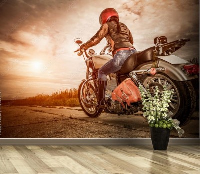 Fototapeta Motocyklistka na motocyklu