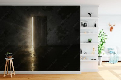 Fototapeta Tajemnicze drzwi w ciemnym pokoju