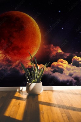 Fototapeta Zaćmienie księżyca - czerwona planeta