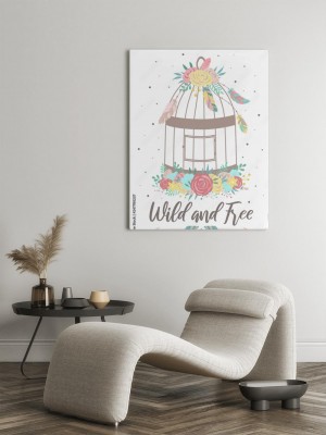 Obraz na płótnie Klatki dla ptaków w stylu boho ozdobiona kwiatami