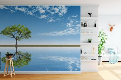 Fototapeta Samotne drzewo odbite w wodzie