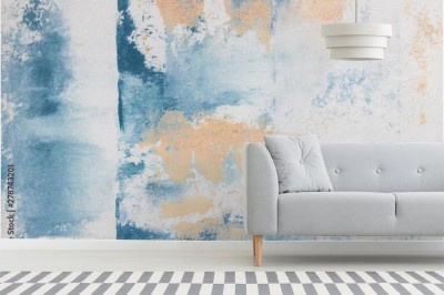 Fototapeta Abstrakcyjne malowidło miękkiego niebieskiego akrylu na płótnie