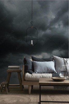 Fototapeta Ciemne niebo i czarne chmury przed deszczem