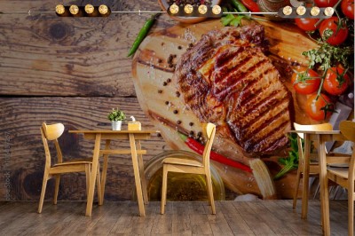 Fototapeta Mięso z grilla z warzywami