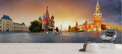 Fototapeta Panorama Moskwy przy wschodzie słońca