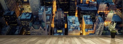 Fototapeta Widok z lotu ptaka miasta Chicago nocą