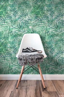 Tapeta Akwarela tropikalnych liści palmy