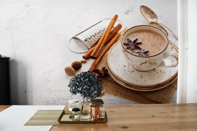 Fototapeta Herbata Masala w filiżance z zimowymi przyprawami