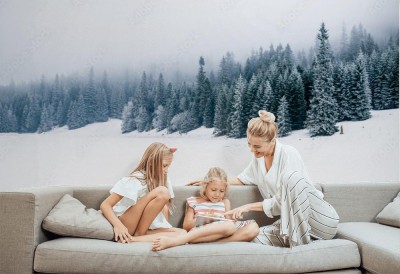 Fototapeta Las pokryty śnieżnym puchem