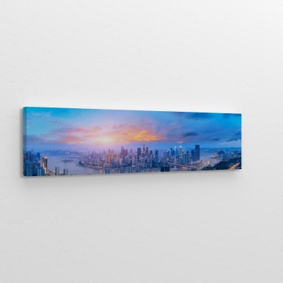 Obraz na płótnie Piękna miejska panorama i wschód słońca