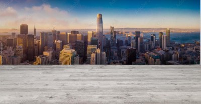 Fototapeta Panorama San Francisco o zachodzie słońca w obiektywie Heyengel