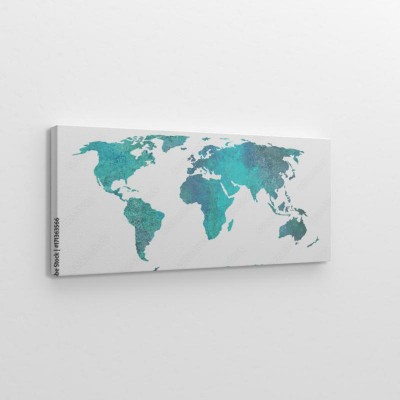 Obrazy do salonu Mapa świata - niebieski wzór akwareli