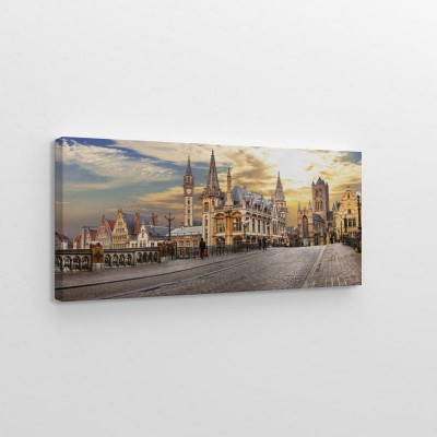 Obraz na płótnie Panorama średniowiecznego miasta Gent