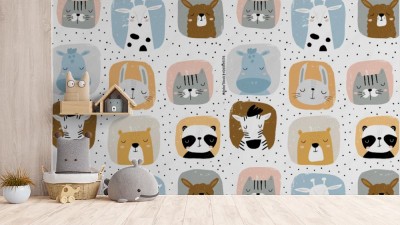 Tapeta dla dziewczynek z portretami zwierząt