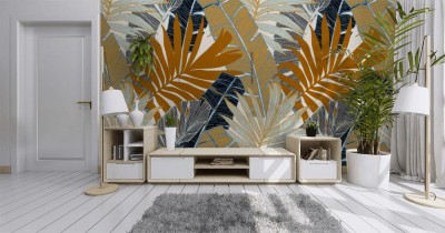 Tapeta Tropikalny liście palm i bananowca