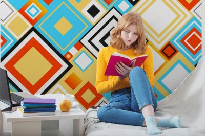 Tapeta Jasny kolorowy geometryczny wzór z kwadratów