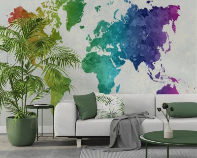 Fototapeta Mapa świata w kolorach tęczy