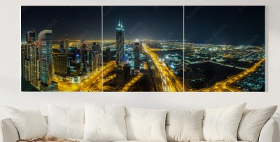 Obraz na płótnie Panorama Dubaju w nocy
