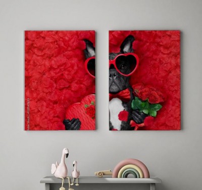 Obraz na płótnie Walentynki - zakochany pies