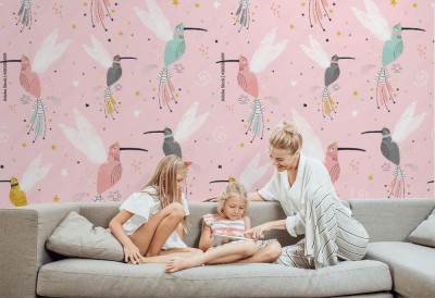 Tapeta - Jednolity wzór dziecięcy z bajki