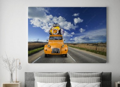 Obraz na płótnie Zapakowany samochód w drodze na wakacje